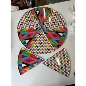 French Bull Assorted Pie Slice Pizza Plates 8 Piece Melamine Set Colorful